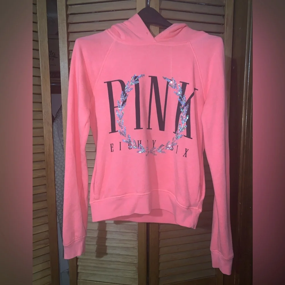 PINK sequined sweatshirt. - Picture 1 of 5